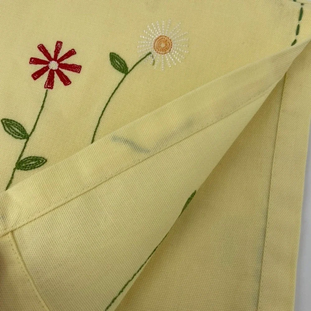 TAG‎ Napkins Cloth Fabric 6 Cotton Embroidered Flowers Yellow Spring Large 20x20